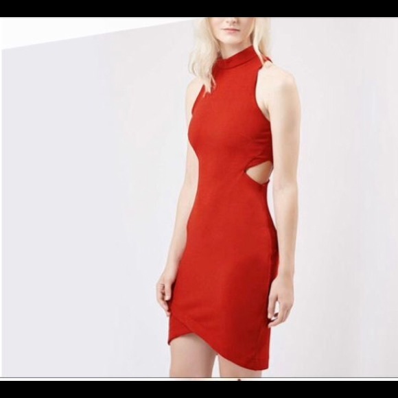 topshop red bodycon dress